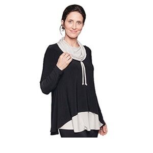 Sympli Matrix Likity Split Tunic Shirt Women's 6 Cowl Neck Splitback Long Sleeve